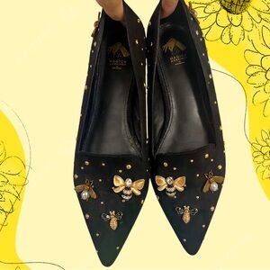 Magick Workings funky bejeweled bumble bee flats
